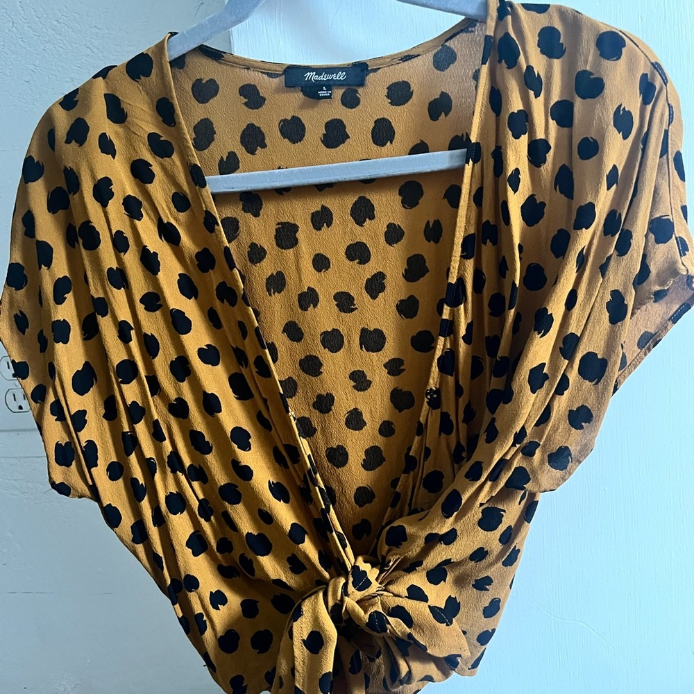 Madewell Mustard Yellow Polka Dot Blouse